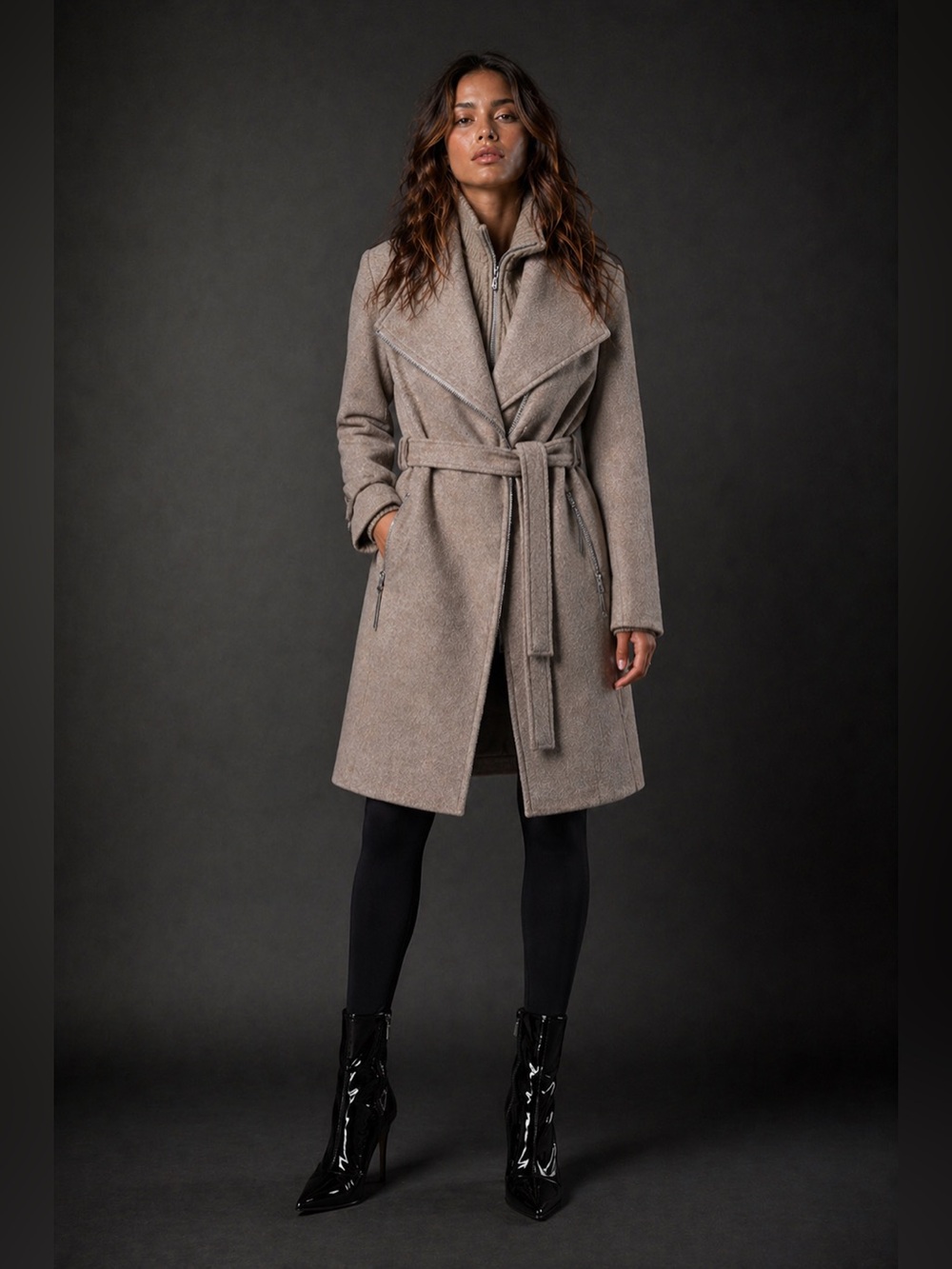 Function & Fringe Edit | Elevated Oatmeal Asymmetrical Zip Wool Coat